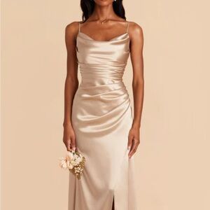 Elegant Satin Evening Dress in Cream